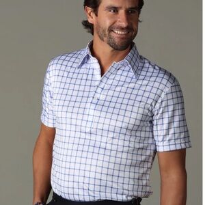 Collars & Co The Original Dress Color Polo in Blue Gingham NWT
